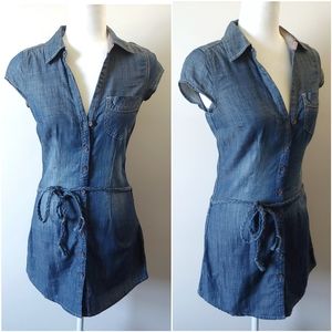 Garage GRG denim tie waist jean dress / top plunging XS
